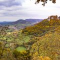 Herbststimmung im Neidlinger Tal, BW, LKR Esslingen, mit Burgruine Reußenstein
