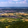 Blick vom Burg Teck-Aussichtsturm, Albvorland, Dettingen-Guckenrain